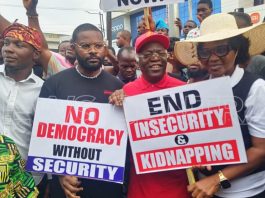 Falana, Falz, others lead protest in Lagos against Hardship, Insecurity